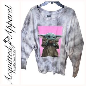 Star Wars Baby Yoda Drinking Coffee Extra Long Sleeve Tee 3XL